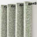 jinchan 80% Blackout Curtains for Living Room, Farmhouse Drapes with Scroll Floral Patterned for Bedroom, Grommet Top Thermal Insulated Curtains, Vintage Country Drapes 90 inch Length 2 Panels Green