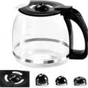 12-Cup Glass Coffee Carafe Replacement Pot Compatible with Mr Coffee, Black & Decker and 12 Cup Carafe Black with Close Handle, Replacement for PLD12, PLD12-RB, PLD12-NP
