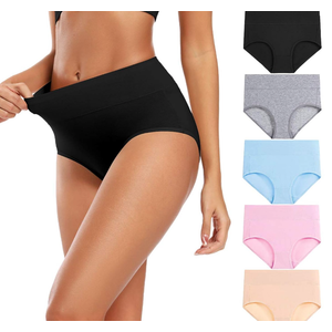 Molasus Women's Cotton Underwear High Waisted Full Coverage Ladies Panties, Small