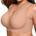 LetsJoli Jelly Bras for Women Push Up Bra Wireless No Underwire Supportive Full Coverage Plus Size for Older Women(Sand, XL)