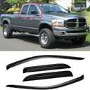 Window Visor for 2002-2008 Dodge Ram 1500 Quad Cab/Extended Cab/ 03-09 Dodge Ram 2500 3500, Out-Channel Rain Guards Shields Vent Deflector Shade Wind Dark Smoke,Outside-Mount, 4PCS