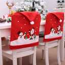 MSQ 4PCS Christmas Chair Covers, Santa Claus & Snowman Red Hat Xmas Chair Back Covers Dining Chair Slipcovers for Xmas Festive Home Dinner Table Chairs Decoration Kitchen Party Decor
