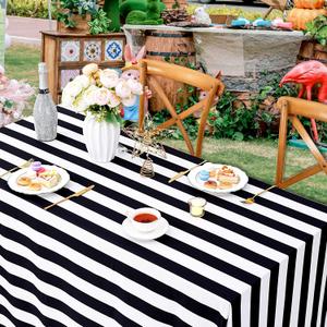 SoarDream Waterproof Black and White Tablecloth Rectangle 57x120 Inch Striped Table Cloth for Fall Seasonal Farmhouse Dining Christmas Dining Party Table Decoration