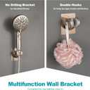 GwernKB Handheld Shower Head Holder with 2 Hanger Hooks,Strong Adhesive&Waterproof No Drilling Wall Mount Shower Bracket for RV and Kids&Elders,Install Any Height&Fix Firmly,Brushed Nickel