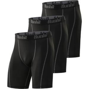 Runhit Compression Shorts Men Underwear Spandex Running Shorts Workout Athletic (Black, M)