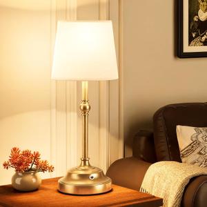 VOLISUN Cordless Table Lamp, 5200mAh Battery Operated Lamp, Touch Dimmable Wireless Lamp Bedside Light for Bedroom, Living Room, Dining Room (Gold, 1 Pack)