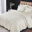 3-Piece Double Bedspreads and Throws Quilted King Size 220 x 240/240 x 250cm Quilt Polycotton Lightweight Modern Bed Blanket for All-Season(1 Quilt and 2 Pillowcases) (Camel)