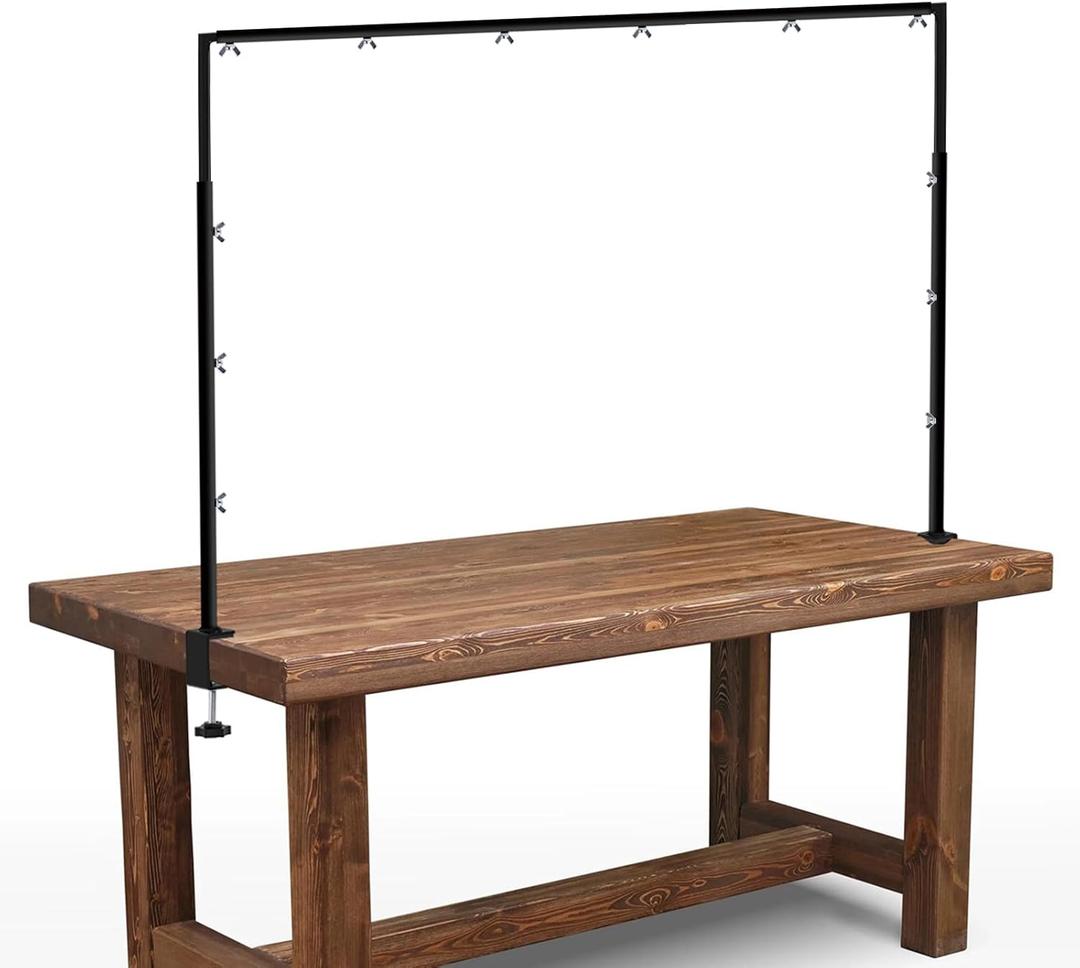 Over The Table Rod Stand with Clamps - Adjustable Table Arch Stand, Metal Table Rod for Wedding, Birthday, Halloween, and Christmas Decorations (29"-97" Length, 26"-42" Tall, Black)