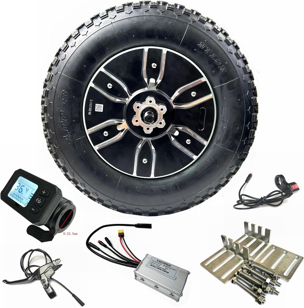 Wheelbarrow Electric Motor Kit 400-8inch Tire Hauling Garden 5km/h-7km/h Speed 36V230W 97N.M Torque Reverse Function Single Wheel Disc Brake for Utility Cart