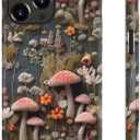 STARVIP for iPhone 14 Pro Case, Wireless Charging Compatible, Dual-Layer Soft Silicone + Hard Shell with Cute Aesthetic Wildflower Design,Protective Phone Cover for Women - Mushroom Forest