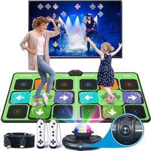FWFX Wireless Dance Mat for TV, 2-Player Musical Electronic Dancing Pad for Kids & Adults, for Family Party Games, Exercise, Yoga & Fitness - Birthday for Boys & Girls(Green)