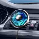 USB Car Ven Fan with Color Light, 360Rotatable Mini Portable Clip on Fans that Blow Cold Air, Car Ac Air Vent Booster Fan Small Cooler Cooling Fan for Vehicle, Van, Truck, SUV, Rv, Utv Cab
