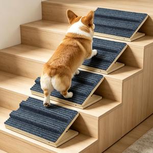 Dog Ramp for Stairs for Small Dogs Up to 40 lbs - Adjustable Dog Stair Ramp with Non-Slip Carpet, Foldable Pet Ramp for Stairs, Dog Ramp Stairs for Senior Dogs, Puppies, Bed, Sofa (4-Pack)