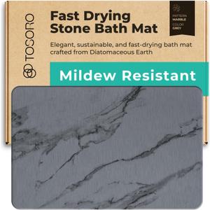 Stone Bath Mat, Diatomaceous Earth Non-Slip Stone Shower Mat - Quick Drying Absorbent Bath Mats for Bathroom - Elegant & Modern Design, Easy to Clean (23.5 x 15) - Graphite