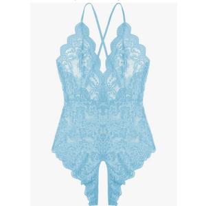 Women One Piece Lingerie Sexy Teddy V Neck Bodysuit Lace Nightie. Size M