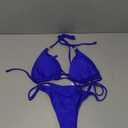 Sexy Bikinis for Women 2 Piece Bikini Spaghetti Strap Swimsuits Solid Color Bathing Swimwear Triangle Bathing Suit (Large, Blue)