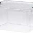 Superio Clear Storage Box with Lid, 2 Quart Plastic Container Bins for Organizing, Stackable Crates, BPA Free, Non Toxic, Odor Free, Organizers for Home, Office, School, and Dorm (1.85 Quart)