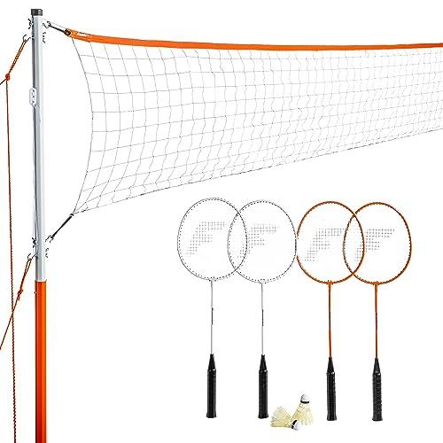 Franklin Sports Badminton Net Sets - Outdoor Backyard + Beach Badminton Net + Equipment Set - (4) Rackets + (2) Birdies + Portable Net Included - Adults + Kids Set