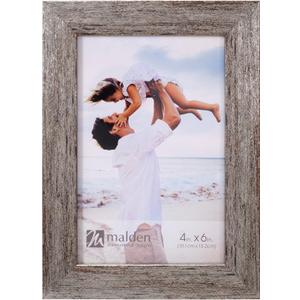 Malden International Designs 4x6 Metallic Taupe Textured Linear Picture Frame