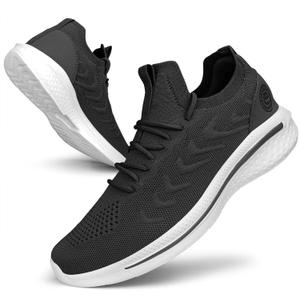 Pujcs Mens Walking Shoes Non Slip Running Shoes Breathable Slip on Sneakers Lightwight Gym Tennis Shoes for Men (10.5, Grey)