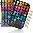 Artecho 48 Colors Watercolor Cake Set with 3 Brushes, Washable, Travel Design, Perfect for Card Making, Illustrations, Painting, Calligraphy