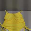 Viottiset Women's Ruched High Cut One Piece Swimsuit Tummy Control Bathing Suit Monokini (Large, Yellow)