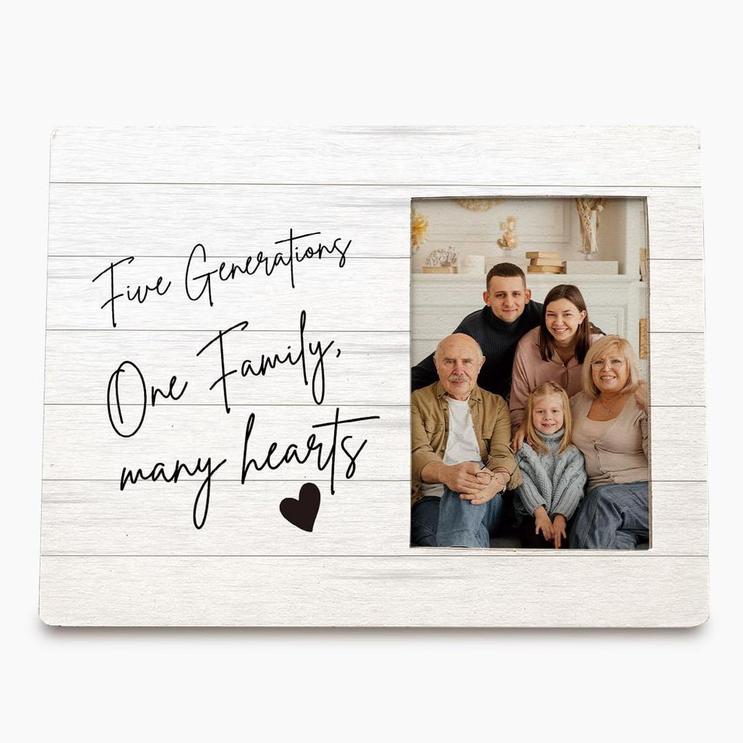 2 x Family Picture Photo Frame, Christmas Mothers Fathers Day Families Gifts For Families Reunion, Five Generation One Family Many Hearts Picture Frames 4x6