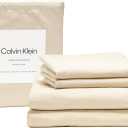 Calvin Klein - Full Bed Sheets, Relaxed Garment Washed Cotton Percale Bedding Set with Matching Pillowcases, Deep Pockets, Oeko-Tex Certified (Washed Percale Green)