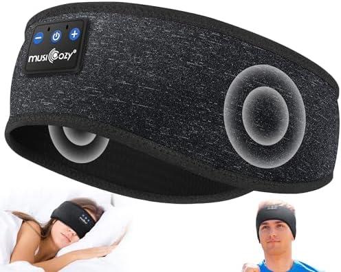 MUSICOZY Sleep Headphones Bluetooth 5.4 Headband, Wireless Earphones Music Sleep Earbuds Sleeping Eye Mask with HD Stereo Speakers for Workout Running Travel Yoga, Ideal Gifts (Black)
