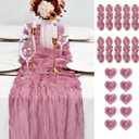 10PCS Dusty Rose Cheesecloth Table Runner 10ft Boho Gauze Fabric Cheese Cloth Table Runner Comes with 10 Cloth Napkins Runner for Romantic Wedding Birthday Shower Party Table Decoration