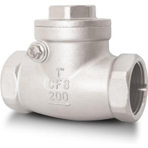1" NPT Horizontal Check Valve, Stainless Steel Non Return Swing Check Valve, Level One Way Counterflow Valve to Prevent the Medium Backflow for Oil Water Gas Air（1", DN25）