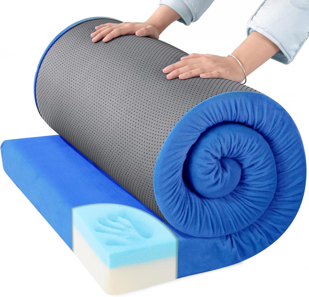 BALAPET Memory Foam Camping Mattress for Outdoor Sleeping, Porable 3" Thickness Roll Up Camping Mattress Pad Mat for Travel Truck Bed Tent (Small Single-72"x24"x3", Navy Blue)