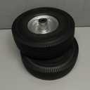 RRQ 10 Inch Solid Polyurethane Tire 4.10/3.50-4 Tire, 10" Flat Free Wheels with 5/8" Bearings, 2.2" Offset Hub for Garden Cart, Hand Truck, Lawn Cart, Mower (2 Pack)