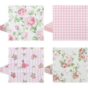 80Pcs Pink Floral Napkins, 6.5 In Vintage Flower Napkin 2 Ply Spring Napkins Decorative Napkin for Decoupage, Tea Party Decoration, Birthday, Valentines, Wedding