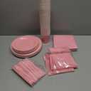 TWOWYHI 228PCS Pink Party Supplies Set Include Paper Plates Cups Pink Napkins Plastic Spoons Forks Knives for 30 Guests Disposable Party Dinnerware For Birthday Wedding Family Picnic
