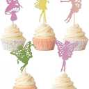 30PCS Fairy Cupcake Toppers Fairy Cake Decoration Fairy Garden Topper for Fairy Party Birthday Baby Shower