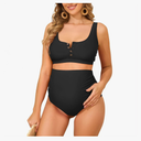 Zando Maternity Swimsuit High Waisted Bikini Set Button Down Maternity Bathing Suit 2 Piece Swimsuit for Women Large