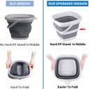 Collapsible Bucket, 5L 1.3Gallon Small Cleaning Mop Buckets for Household Outdoor Car Washing Tub Plastic Foldable Portable Camping Beach Sand Water Pot Pail Space Saving Square, Grey