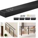6'6" Stainless Steel T304 Handrail Black, Cuttable Rectangular Handrail Flat Top Rail for Indoor Outdoor Deck Stair Cable Railing System, Black Hand Rail with Plastic End Cap for DIY Balustrade (1 x 6'6")