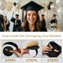 2 x Graduation Cap Headband - 3pcs Upgraded Anti-Slip Comfortable Grad Cap Headband Graduation Accessories for Graduates, Women, Students (Black 3pcs)