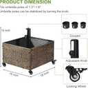 BAYN Heavy-Duty Metal Umbrella Base Stand with Wheels, 150lb Capacity Portable Fillable Planter for Patio, Outdoor, Garden, Poolside, Yard & Lawn