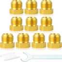 GASHER 10PCS Brass Brake Line Outer Hex Thread Socket Pipe Plug Fittings 3/8"(5/8-18 Inverted Flare) Union for Fuel/AIR/Lquid/Gas