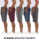5 Pack: Men's Dry-Fit Sweat Resistant Active Athletic Performance Shorts (L)