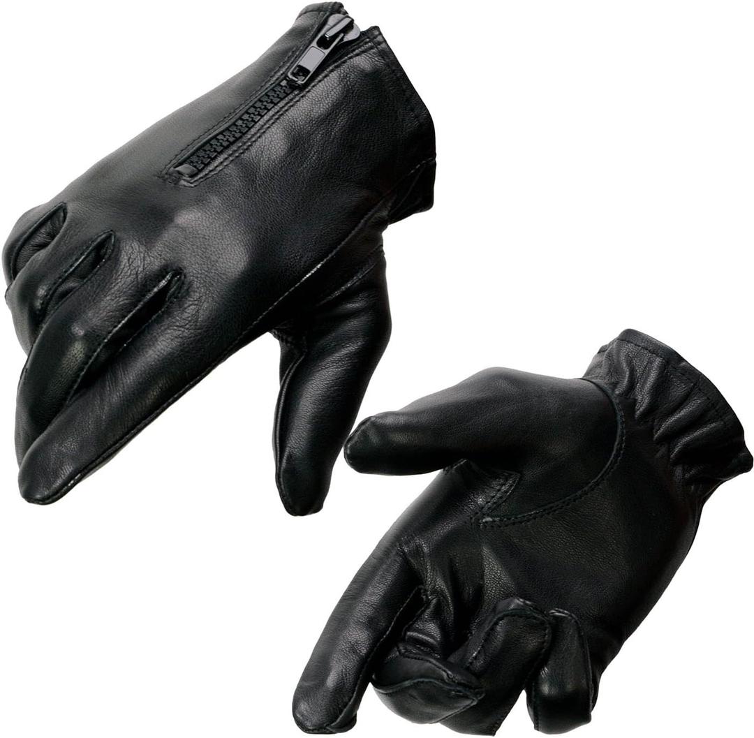 Milwaukee Leather SH722 Women's Black Unlined Leather Lightweight Motorcycle Hand Gloves W/Wrist Zipper Closure (X-Large)
