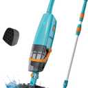 LVKE L2 Cordless Handheld Pool Vacuum for Above Ground Pool with Telescopic Pole, Strong Suction Power, 1H Runtime, High-Efficiency Screen & Fine Sponge, Ideal for Deep Pool Cleaning, Blue