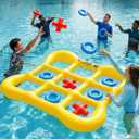 Pool Games Set Giant Inflatable Tic-Tac-Toe Board with 10 Balls 2-10 Players 4.6 Ft Foldable Floating Water Toys Outdoor Play Pool Toys for Summer Swimming Pools Family Reunion Games Party