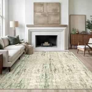 Valenrug Washable Rug 6x9 - Stain Resistant 6x9 Area Rugs for Living Room, Non Slip Backing Printed Rugs for Bedroom, Foldable Machine Washable Area Rug (Green, 6'x9')