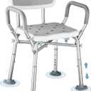 Upgraded Shower Chair for Inside Shower - 6 Height Adjustable (13.4-18.1"), Shower Chair for Elderly and Disabled with Arms and Back, Reinforced Crossbars for 550lbs w/4 Suction Cups