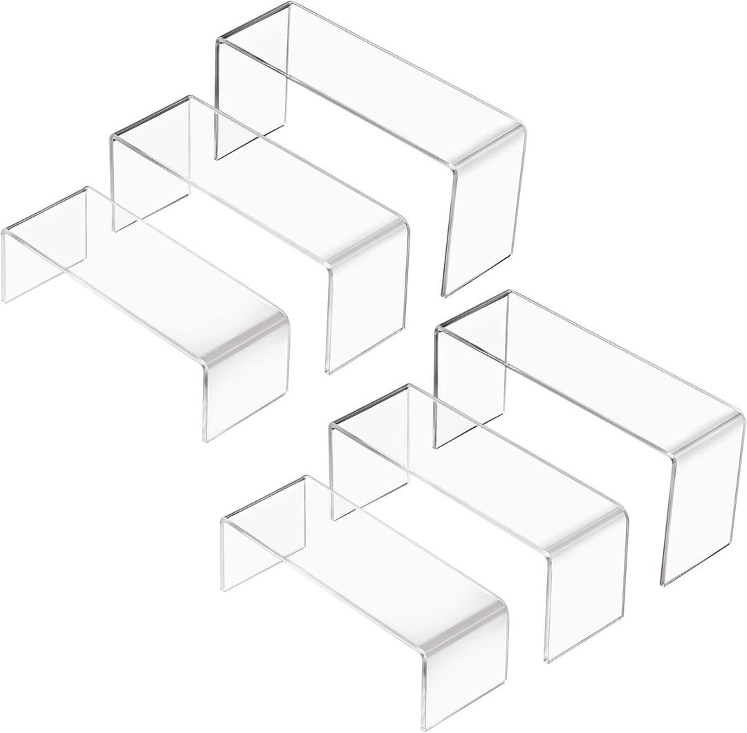 Acrylic Display Stand Riser Clear Small Acrylic Decorator Stand Shelf for Figures Pops, Jewelry, Cupcake, Dessert - 2 Sets (5x5x6'')