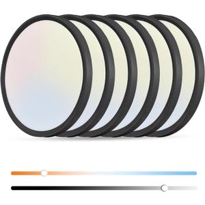 OFFIY 6PK Dimmable 15.8 Inch Led Ceiling Light Flush Mount, 34W, 3060LM, 3000K/ 3500K/ 4000K/ 5000K/ 6500K CCT, 0.98" Super Slim Close to Ceiling Round Flat Panel Light for Hallway, Kitchen ect, Black